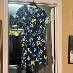 Draper James Navy Floral Midi Dress